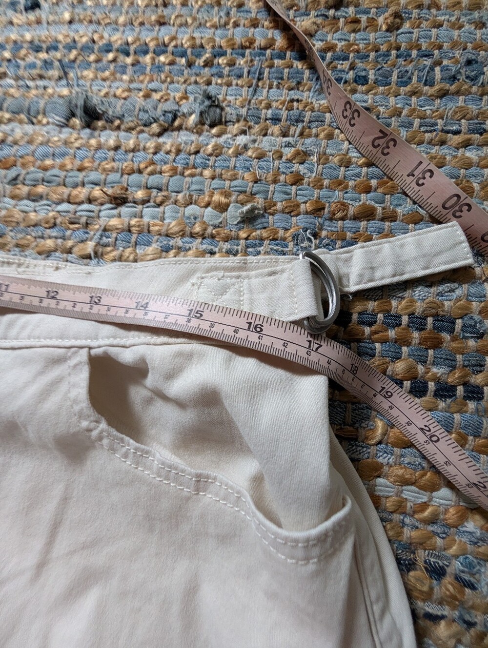 Cream Denim Cargo Barrel Leg Pants L High Rise Utility Casual Streetwear Edgy - Picture 8 of 9